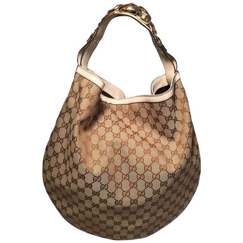 GUCCI GG Canvas Shoulder Bag PVC Leather Beige 109106 